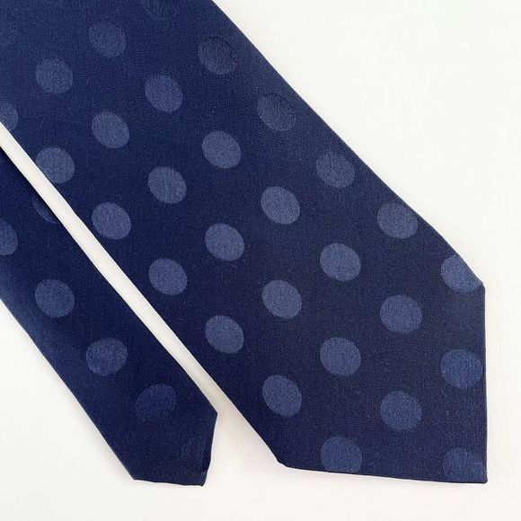Men’s Silk Neck Tie, Deep Royal Indigo Blue Shiny Contrasting Polka Dots… - Picture 1 of 4